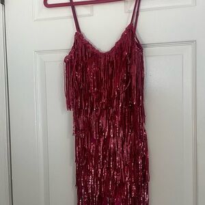 Pink Sequin Fringe Romper